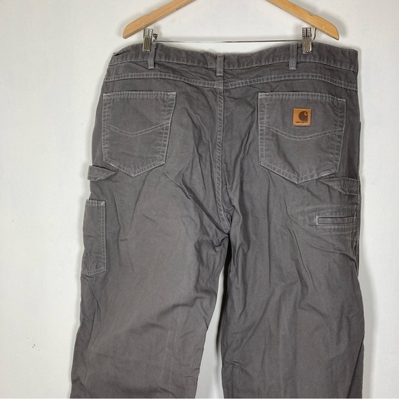 Carhartt Mens Pants 42X32 Gray Carpenter Workwear Cotton Logo - Picture 1 of 16